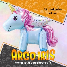 Mylar 24 Unicornio Celeste Metal Xu - 61 Cm Globo Metalizado Papel Ovni Ballons Dilax