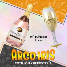 Mylar 36 Botella /copa Champagne Metal Xu - 91 Cm Ovni Ballons Dilax Globo Metalizado Papel-cheers-