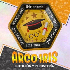 Egresado Plato Hexagonal Chico Carton X 8 - Upd Festcopack