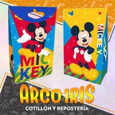 Mickey Bolsa Caramelera Con Cierre X 8 - De Papel Con Glitter Y Cierre