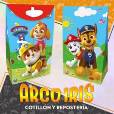 Paw Patrol Bolsa Caramelera Con Cierre X 8 - De Papel Con Glitter Y Cierre