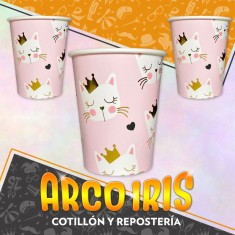 Kitty Vaso 180 Cc Polipapel X 6 - Impresion Metal Party Store