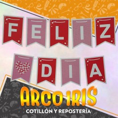 Banderin Feliz Dia Corazon Xu - Banderin 2 Picos Valentin Gold Mundo