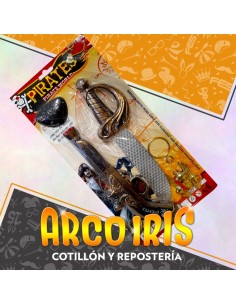 Set Pirata Con Trabuco+parche+espada+aro Y Collar