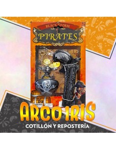 Set Pirata Pistola Chica+parche+collar+aro Y Moneda Xu Revolver