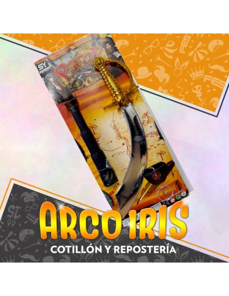 Set Pirata - Catalejo+parche+espada Y Aro