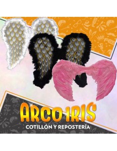 Ala Angel Plumas Blanca/negra/rosa Xu - 43 X 31 Cm