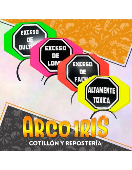 Vincha Plastica Frase X 6 - Fluo Carioca Cartel Etiquetado Gape