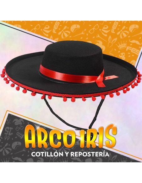 Gorro Espanol Xu - Con Borlas Rojas Flamenco Party Store
