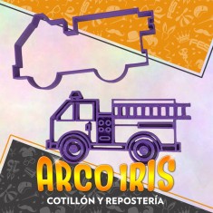 Cortante Cookies Camion Bombero - Plastico Violeta-con Marcador-