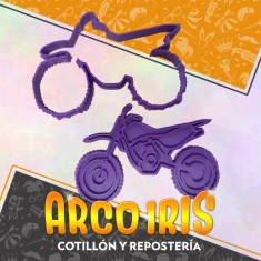 Cortante Cookies Moto Enduro - Plastico Violeta-con Marcador-