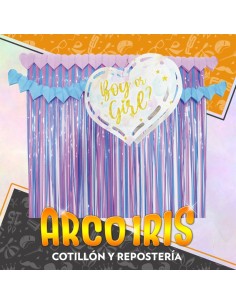 Kit Revelacion Xu - Rosa Incluye Lluvia De Papelitos Pinata 2 Guirnaldas Cortina Hilo Rondi