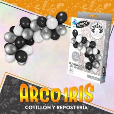 Guirnalda De Globos 12 Plata X 40 Piezas Con 2 Guirnalda Armas Un Arco 39 Globo Perlado 12 13 Plata 13 Negro 13 Blancos Inc
