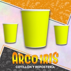 Vaso Amarillo Fluo 8 Onzas X 8 - Polipapel Festcopack