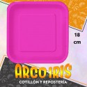 Plato Fucsia Fluo 18 Cm Cuadrado X 8 - Polipapel Festcopack