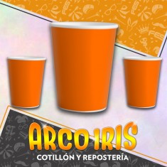 Vaso Naranja Fluo 8 Onzas X 8 - Polipapel Festcopack