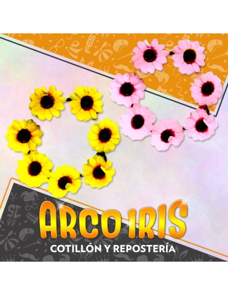 Vincha 7 Flores Girasol Xu - Varios Colores Primavera