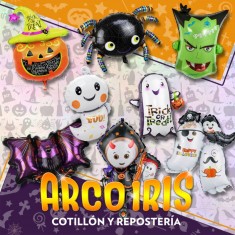 Mylar 16 Halloween X 10 Calabaza Con Fantasma Calabaza Con Gato Esqueleto Murcielago Arana