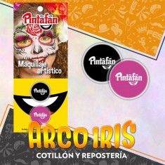 Maquillaje Pasta 2g X 2 Fucsia/negro Calaca Artistico Halloween Pintafan