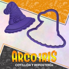 Cortante Cookies Sombrero Bruja 8 Cm Plastico Violeta Halloween