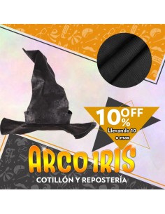 Gorro Bruja Fiselina Xu +10-10% Con Hebilla Negro/naranja Promo Por Cantidad Halloween