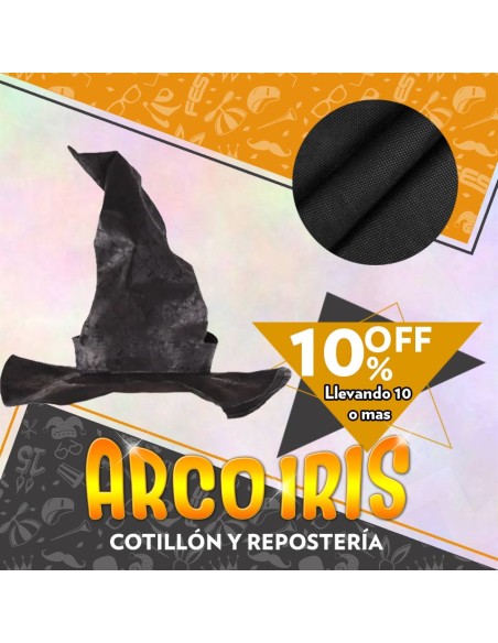 Gorro Bruja Fiselina Xu +10-10% Con Hebilla Negro/naranja Promo Por Cantidad Halloween