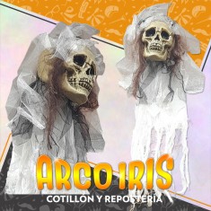 Muneco 8 Calavera Novia/novio Movimiento Luz Y Sonido Halloween
