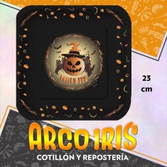 Halloween Plato Cuadrado 23 Cm X 8 Con Stamping Carton Festcopack