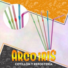 Sorbete Plastico Con Fuelle X 100 - Fluo/rayados Flexible Plegable