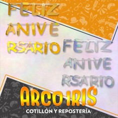 Guirnalda Holografica Gigante Feliz Aniversario Xu - 3 Mt Dorado/plateado