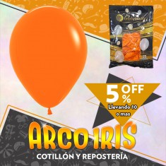 Globo Estandar 12 X 25 - Naranja +10-5% Promo Por Cantidad Globolandia Halloween