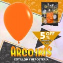 Globo Estandar 12 X 25 - Naranja +10-5% Promo Por Cantidad Globolandia Halloween