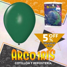Globo Estandar 12 X 25 - Verde Oscuro +10-5% Promo Por Cantidad Globolandia