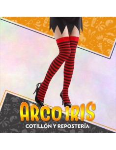 Medias Rayadas Negras Y Rojas Xu - 68 Cm Bucaneras Party Store