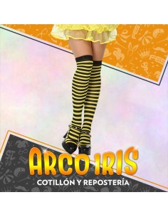 Medias Rayadas Negras Y Amarillas Xu - 68 Cm Bucaneras Party Store