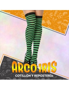 Medias Rayadas Negras Y Verdes Xu - 68 Cm Bucaneras Party Store