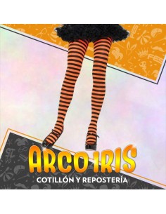 Medias Rayadas Negras Y Naranjas Xu - 68 Cm Bucaneras Party Store