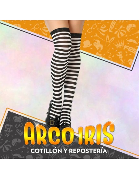 Medias Rayadas Negras Y Blancas Xu - 68 Cm Bucaneras Party Store
