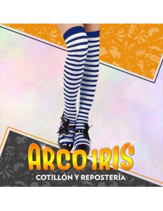 Medias Rayadas Azules Y Blancas Xu - 68 Cm Bucaneras Party Store