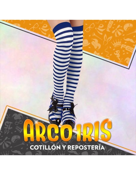 Medias Rayadas Azules Y Blancas Xu - 68 Cm Bucaneras Party Store