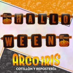 Banderin Halloween Letras Naranjas Xu