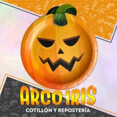 Halloween Plato X 8 - Calabaza Gold Mundo