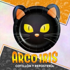 Halloween Plato X 8 - Gato Gold Mundo