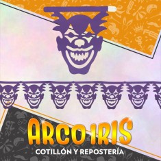 Guirnalda Payaso Maldito 24cm.x 2m. Varios Colores Halloween Rondi