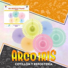 Guirnalda Kit Abanicos X 6 - Multicolor Pastel Party Store