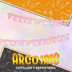 Guirnalda Feliz Cumpleanos Iridiscente Xu - 3.6 Mt Party Store