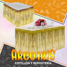 Flecos Para Mesa Cortina Doradas Xu - 240 X 75 Cm Party Store