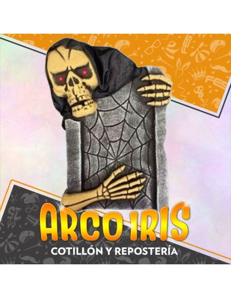 Lapida Con Fantasma 54 X 38 Cm - Luz Y Sonido Calavera Halloween Party Store