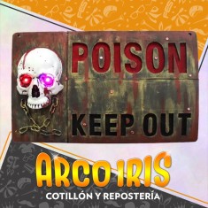 Cartel Poison 28 X 48 Cm - Con Luz Halloween Party Store