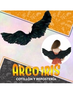 Ala Grandes Negras Samael 55 X 100 Cm - Plumas Angel Party Store